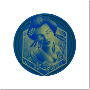 Geisha In Blue Posters and Art